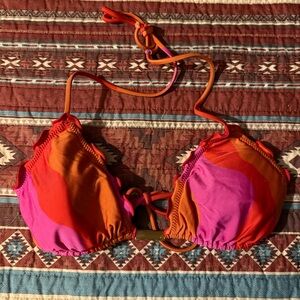 VIX Paula Hermanny Red and Orange Bikini Top size small